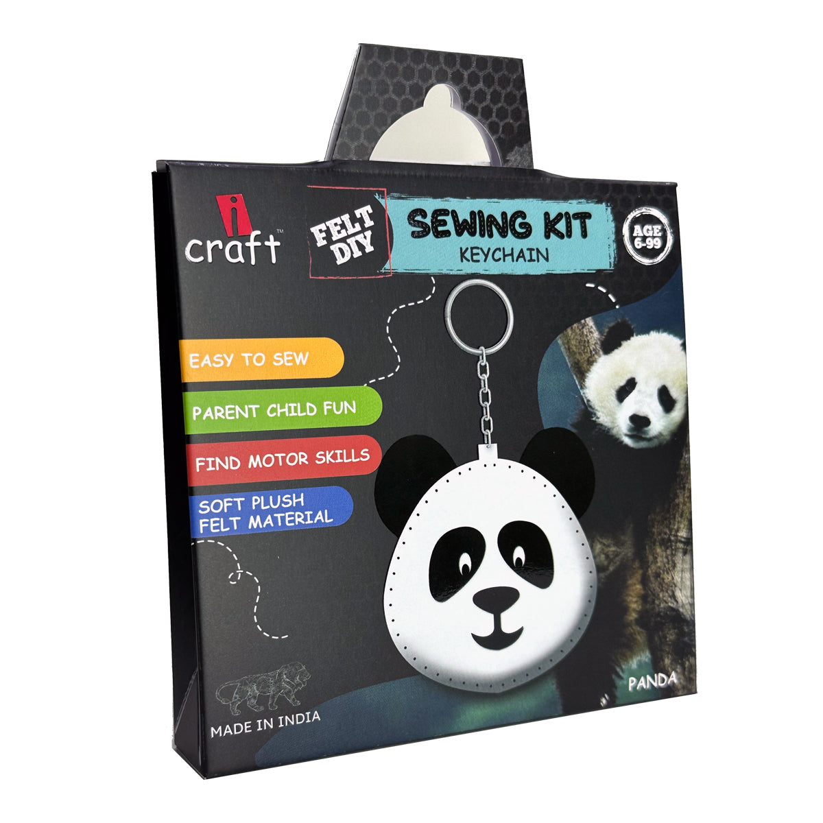 iCraft DIY Felt Keychain Sewing Kit - Panda Craft for Kids iCraft